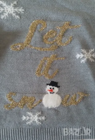 Коледна блузка на снежинки със снежен човек, снимка 2 - Блузи с дълъг ръкав и пуловери - 48426401
