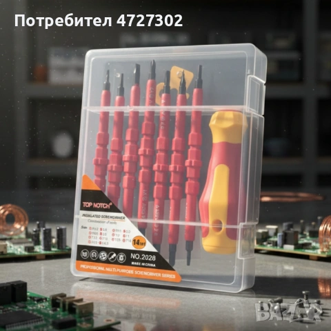 Професионален комплект двустранни изолирани отвертки с дръжка - 14в1, снимка 2 - Отвертки - 53355211