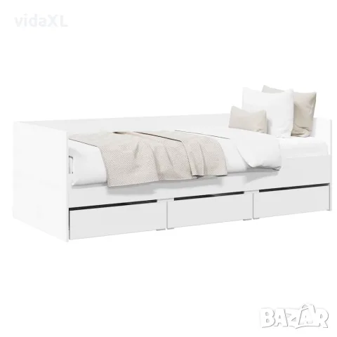 vidaXL Дневно легло с чекмеджета, без матрак, бяло 90x190 см