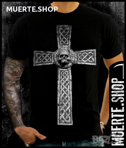 Черна тениска с щампа CELTIC SKULL, снимка 1 - Тениски - 42664243