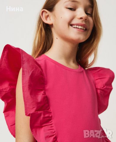 Twinset топ в розов цвят , снимка 4 - Детски тениски и потници - 40235637