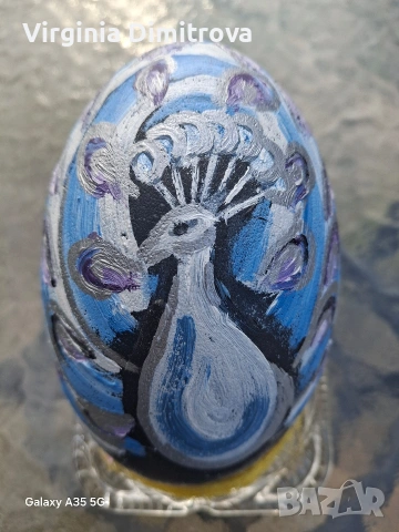 Рисувани яйца от Ему ибукет от паунови пера, снимка 3 - Декорация за дома - 54091195