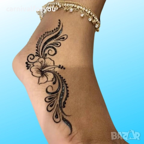 Ръчно рисувани временни татуировки с къна