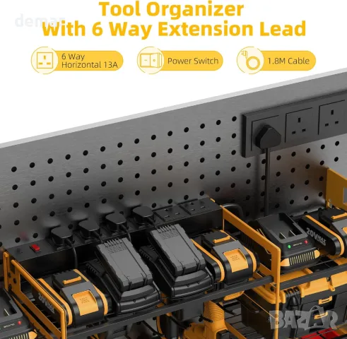 Органайзер за електрически инструменти с разклонител 6 гнезда, снимка 2 - Други стоки за дома - 47375854