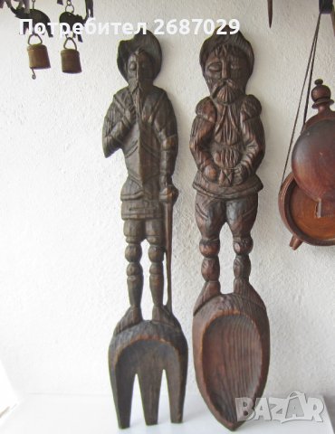 Големи Дон Кихот Санчо Панса вилица лъжица дърворезба,  фигура дърво дървен, Witco , снимка 12 - Декорация за дома - 28946687