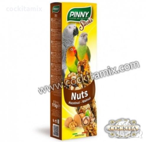 PINNY STICKS NUTS - кракери за средни папагали с ядки 115гр