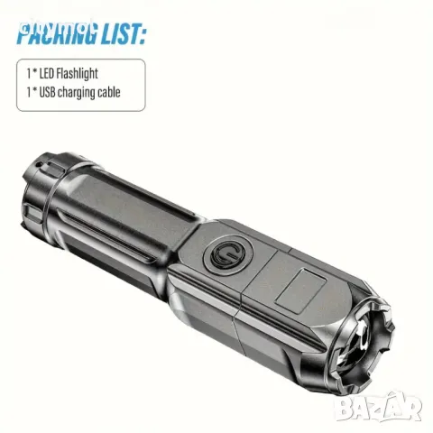 Акумулаторен CREE LED фенер с USB зареждане, ZOOM функция, снимка 2 - Къмпинг осветление - 48058464