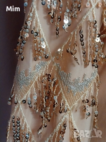 FEYZA S Дълга свободна рокля с дълъг ръкав с пайети , снимка 3 - Рокли - 52580341