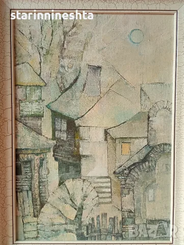 Стара картина Приказка – художник Ясен Топалов (2000 г.), снимка 2 - Антикварни и старинни предмети - 56173029