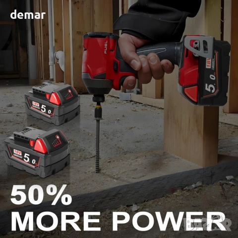 P0WER ELEKTR0 2 x 5.0Ah литиево-йонна батерия за инструменти Milwaukee M18 18V, снимка 8 - Други инструменти - 53982793