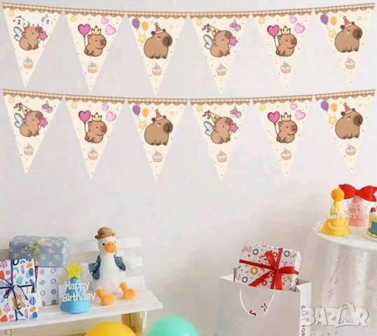 12 бр Капибара Capybara Парти Гирлянд Знаменца Флаг Банер флагчета