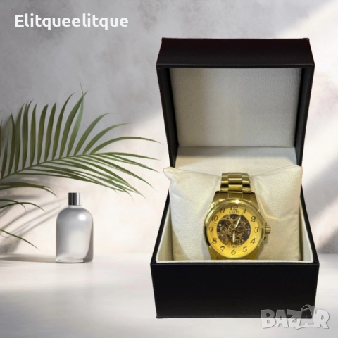 Луксозен златен автоматичен мъжки часовник LEIYI, снимка 4 - Мъжки - 52278111