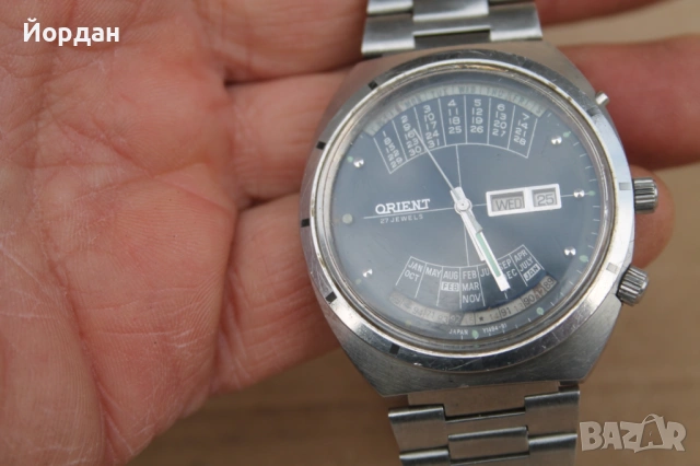 Мъжки Японски часовник ''Orient'' календар 27 камъка, снимка 3 - Мъжки - 54150070