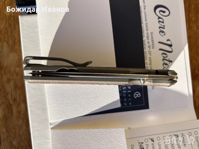 Продавам нож Chris Reeve Sbenza31 Micarta inlay Tanto, снимка 3 - Ножове - 52261010