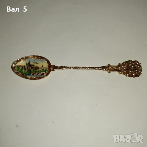 Изящна стара сувенирна лъжичка с емайл - ПРАГА