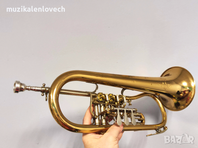 Schmidtco B-Flat Flugelhorn 3RV - Професионална Б Флигорна с твърд куфар /Made in Germany/, снимка 8 - Духови инструменти - 44586171