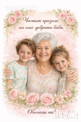 Персонализиран портрет от снимка.Подарък за баба