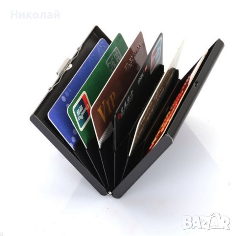 Метален портфейл за кредитни карти , дебитни карти , документи , банкноти с RFID защита , визитник, снимка 2 - Портфейли, портмонета - 40337649