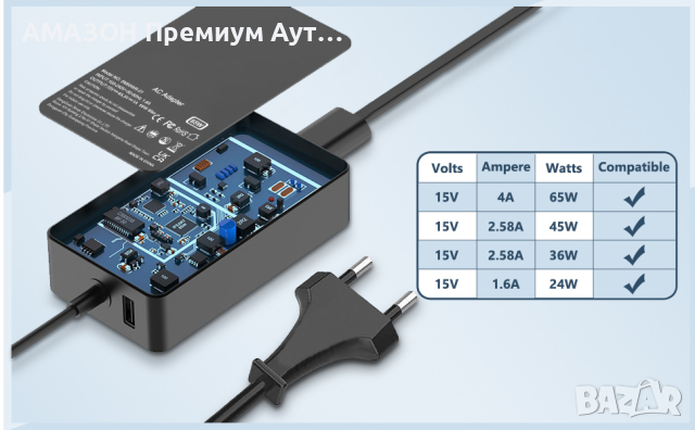 65W зарядно устройство,Microsoft Surface Pro X/8~3,Surface GoS/Laptop/Book+USB порт 5V, снимка 8 - Лаптоп аксесоари - 44775692