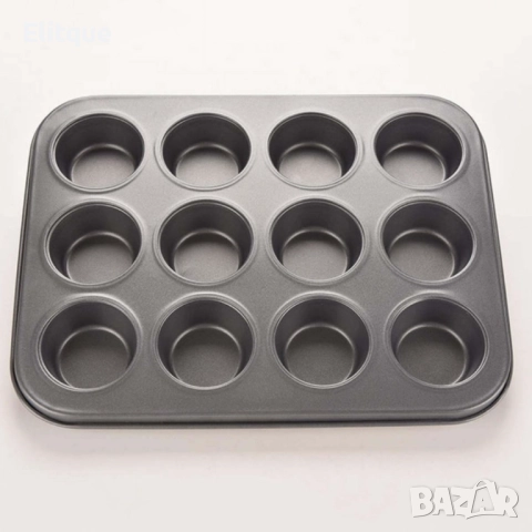 Тава за мъфини с 12 гнезда, с незалепващо покритие , снимка 3 - Форми - 52903218