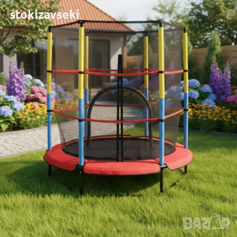 Батут 4,5ft 140см с вътрешна мрежа - червен