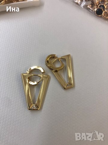 Златисти стоманени обеци , снимка 2 - Обеци - 37373340