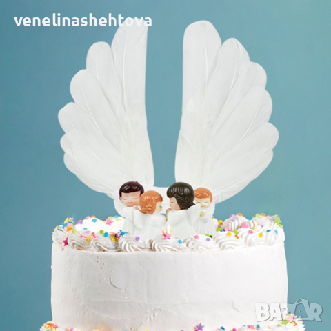 Ангелски крила топер за украса на торта за кръщене, снимка 2 - Други - 44597433