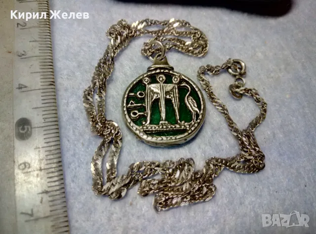 ИТАЛИАНСКИ ДАМСКИ МЕДАЛЬОН от СРЕБРО и СТЪКЛЕНА ПАСТА Paste Vitree Със СРЕБЪРНА 925 ВЕРИЖКА 25868, снимка 5 - Колиета, медальони, синджири - 49913225