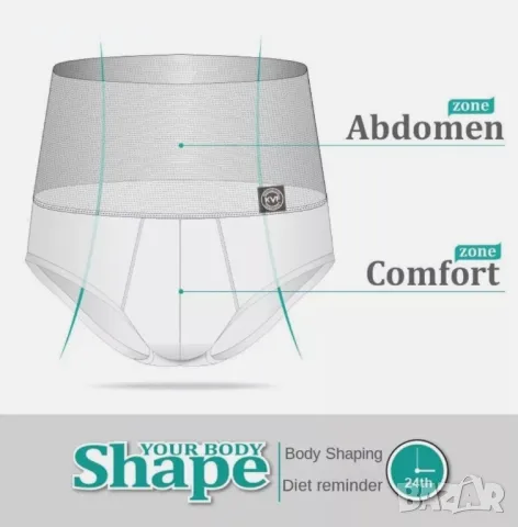 Мъжки слипове бельо с висока талия основен слой, стегнат корем, снимка 4 - Бельо - 48450692