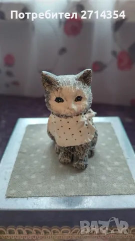 Стара кутия с  фигурка коте , снимка 3 - Антикварни и старинни предмети - 49333394