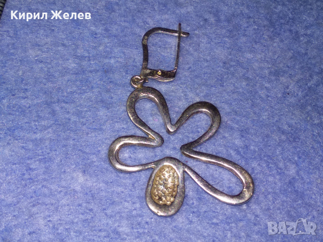 ШАРМАНТНА СРЕБЪРНА ВИНТИДЖ АРТ ОБЕЦА СРЕБРО 925 с БЯЛА ПОЗЛАТА и АНГЛИЙСКО ЗАКОПЧАВАНЕ 43226, снимка 6 - Обеци - 44707709