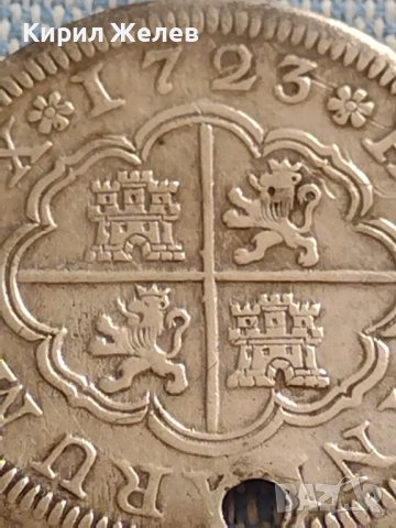 Сребърна монета 2 реала 1723г. Филип пети Сеговия Испания 28827, снимка 7 - Нумизматика и бонистика - 42930088