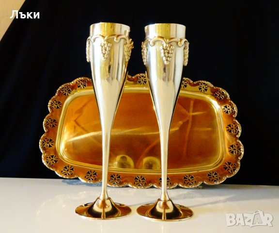 Бронзов бокал,чаша за вино,уникален релеф грозде. , снимка 2 - Антикварни и старинни предмети - 31529051