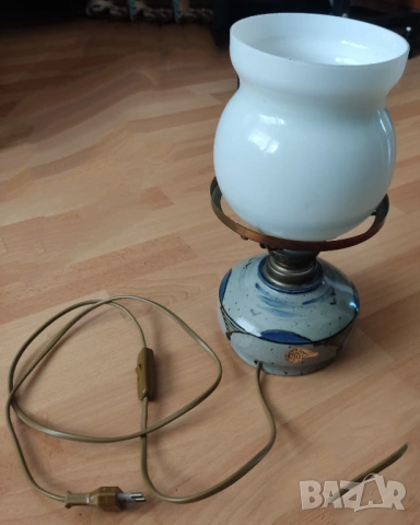 ПРОМО! Немски Настолни нощни кристална лампа с абажур от текстил и керамична със стъкло, снимка 5 - Настолни лампи - 53594089