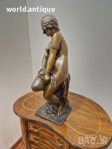 Прекрасна стара антикварна френска бронзова фигура пластика статуетка , снимка 5 - Антикварни и старинни предмети - 53097913