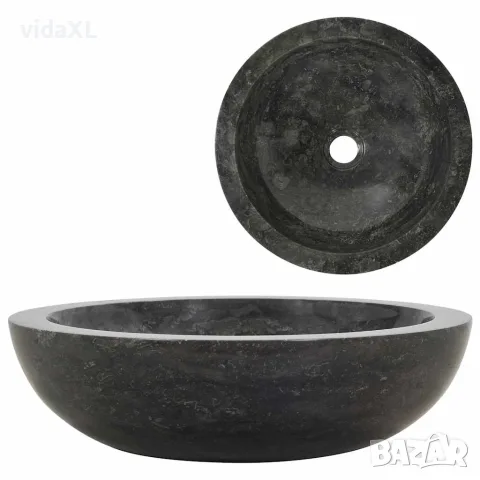 vidaXL Мивка, 40x12 см, мрамор, черна