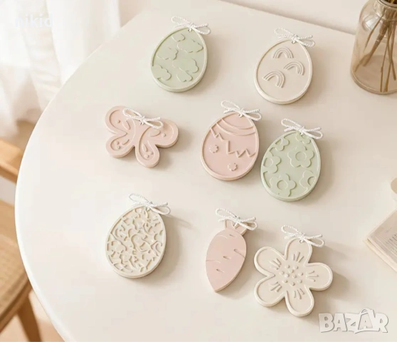 Яйце цвете морков заек Великден Великденски силиконов молд форма фондан смола шоколад гипс висулка, снимка 4 - Форми - 54176364