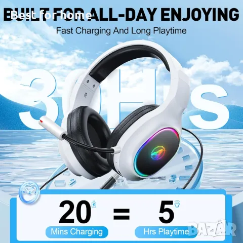 2,4 GHz безжични геймърски слушалки с кабелен режим Awinnasey, снимка 2 - Слушалки и портативни колонки - 49783617