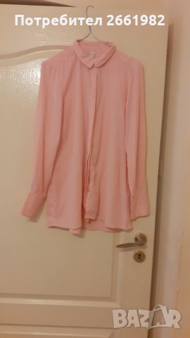  Розова риза - изкуствена коприна, снимка 1 - Ризи - 33998716