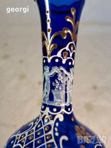 италианска арт ваза цвят кобалт с позлата , снимка 8 - Вази - 50866055