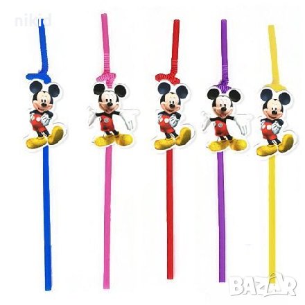 10 бр Мики Маус Mickey парти сламки рожден ден топери