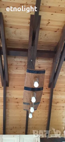 Полилеи от автентични реставрирани дъбови бъчви с ръчно изработени дървени чашки , снимка 7 - Полилеи - 49844600