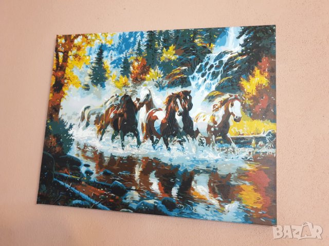 Нова картина Коне на реката , снимка 3 - Картини - 32145026