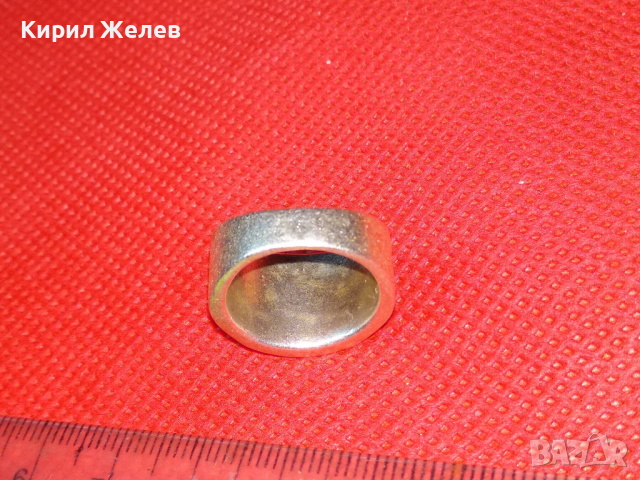 СТАР АНГЛИЙСКИ СРЕБЪРЕН ПРЪСТЕН СТЕРЛИНГОВО СРЕБРО 925 с РЪЧНО РЕЗБОВАН РОЗОВ СЕДЕФ 43768, снимка 8 - Антикварни и старинни предмети - 44613396