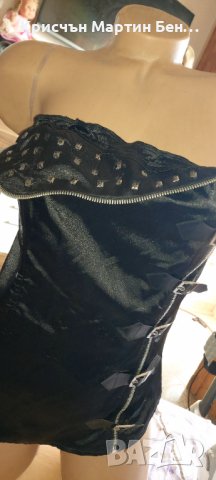 Сатенен Корсет с кожени Катарами , снимка 2 - Корсети, бюстиета, топове - 31479064