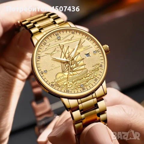 LOUIE JUELEN Дизайнерски,винтидж автоматичен,механичен часовник,21 камъка,Резерва мощност:48 часа