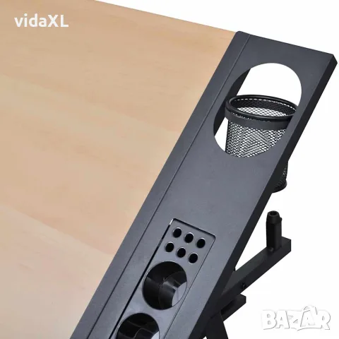 vidaXL Чертожна маса с две чекмеджета накланящ се плот и табуретка, снимка 4 - Работни маси и бюра - 56146262