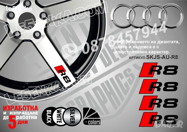 Audi R8 надписи за спици