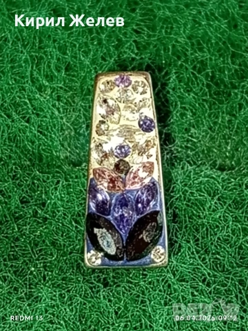 Коктейлна сребърна обеца с инкрустирани кристали цветни много красива 49832, снимка 2 - Обеци - 54104172