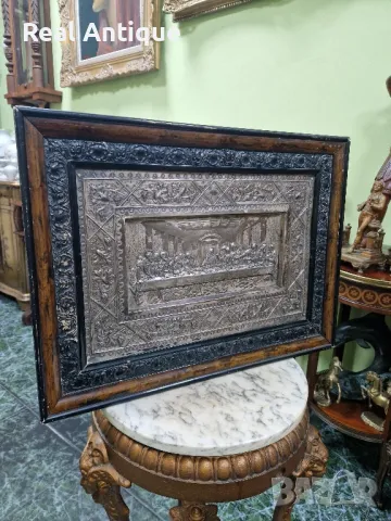 Прекрасна антикварна картина икона Тайната вечеря , снимка 5 - Икони - 49938432